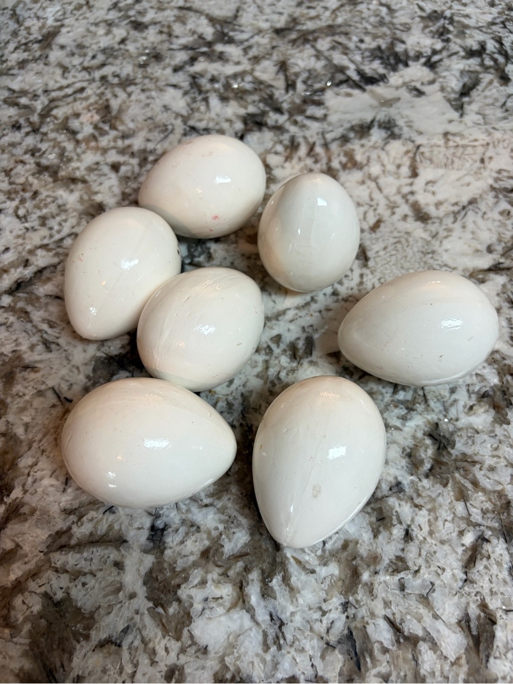 Decorative White Ceramic Eggs - Home Art Accent set of 7 neutral crafts